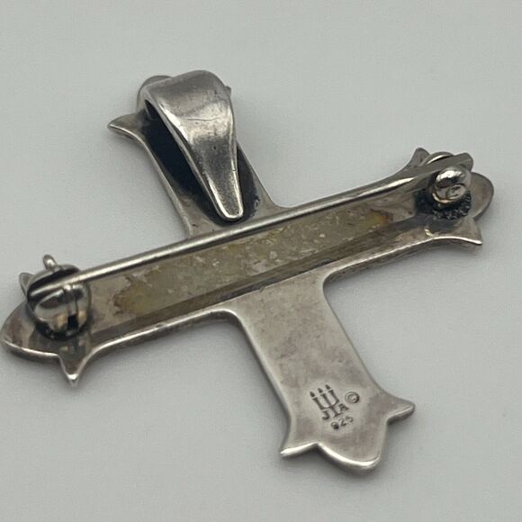 Vintage James Avery Sterling Silver Maganimiter Crucen Sustine Cross Pendant Pin - Picture 4 of 5